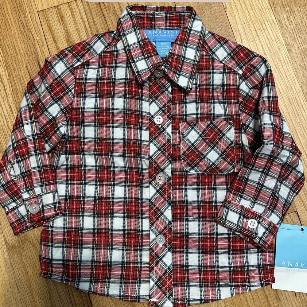 Anavini Red Plaid Button-Down Shirt for Kids